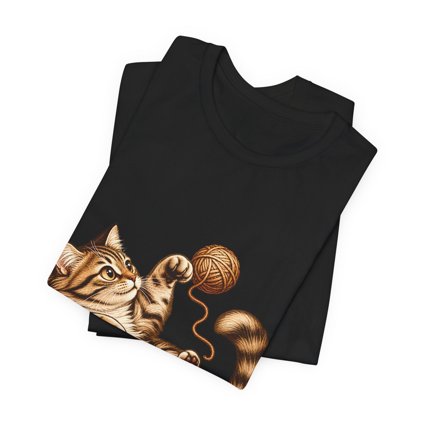 Playful Tabby Cat & Yarn Vintage T-Shirt – Unisex - Image 3