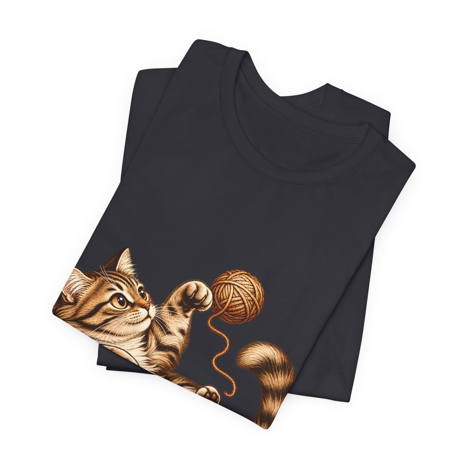 Playful Tabby Cat & Yarn Vintage T-Shirt – Unisex - Image 7