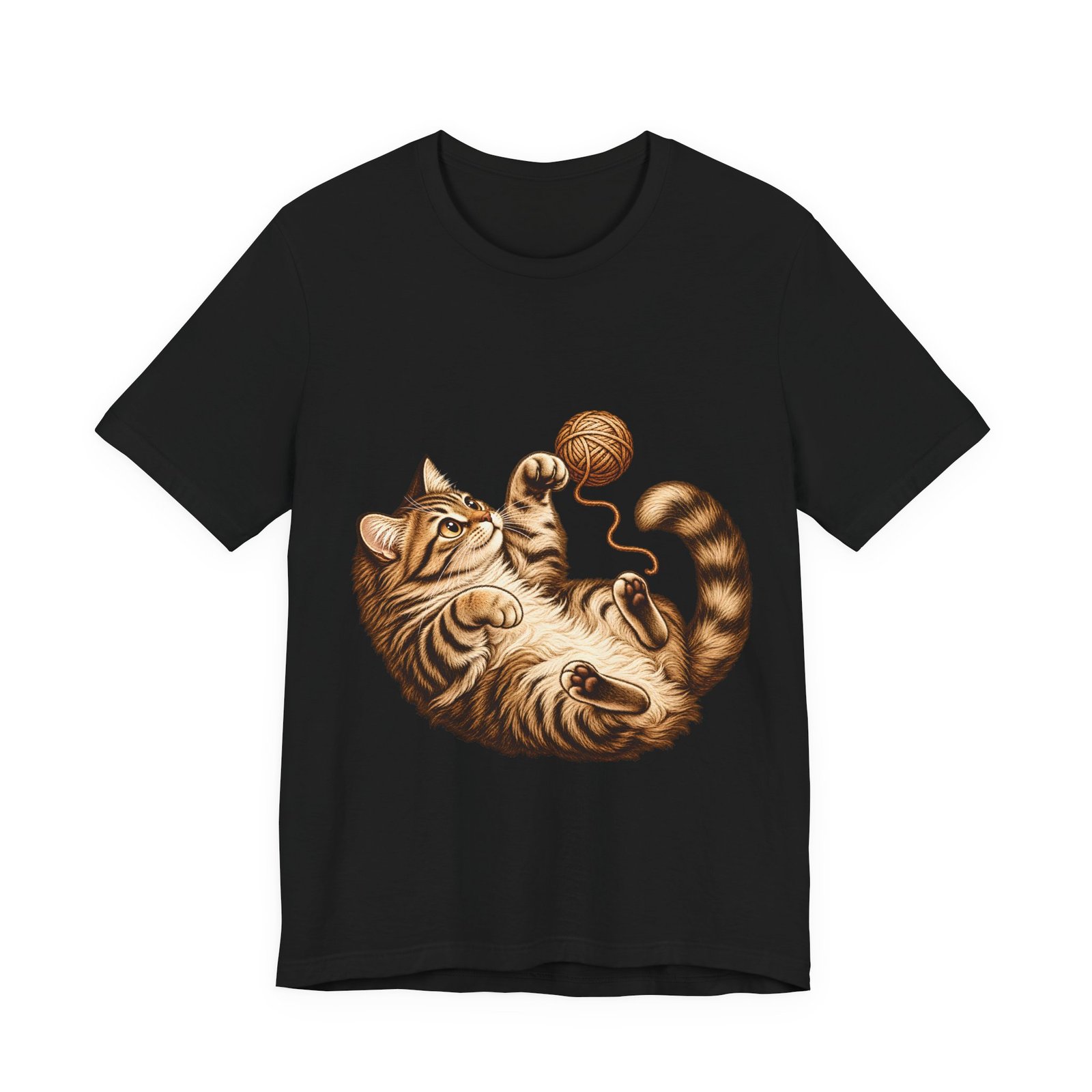 Playful Tabby Cat & Yarn Vintage T-Shirt – Unisex