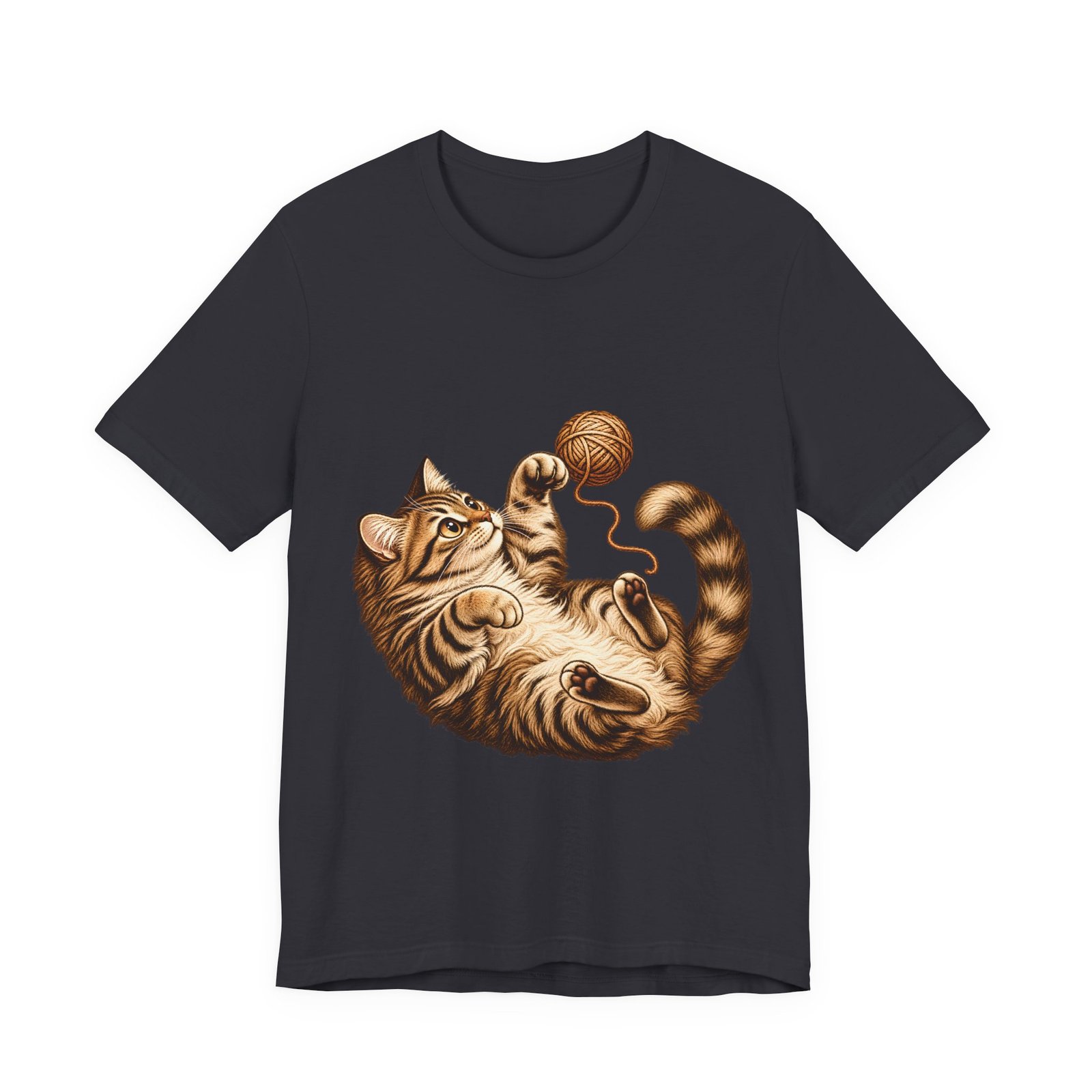 Playful Tabby Cat & Yarn Vintage T-Shirt – Unisex - Image 5