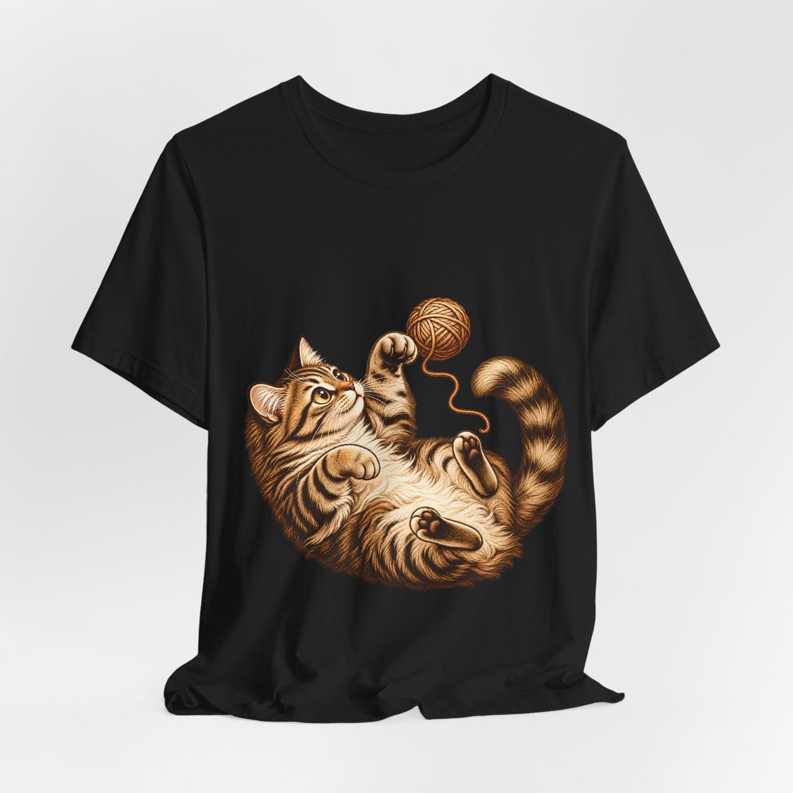 Playful Tabby Cat & Yarn Vintage T-Shirt – Unisex - Image 4